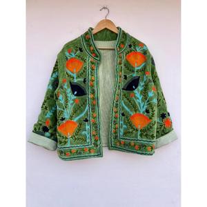 Bohemian Velvet Suzani Embroidered Hand-painted Cotton <b>Jacket</b> Uzbek Spring Autumn Winter Ethnic Outerwear <b>Women's</b> Reversible - Product Image 1