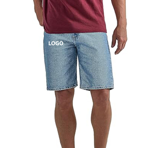 Shorts en jean pour hommes, personnalisés, délavés, bords bruts, style baggy, avec strass, streetwear, logo personnalisé - Product Image 4