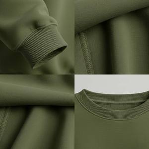 เสื้อสเวตเชิ้ตผู้หญิงทรงบ็อกซี่ คอวี ผ้าคอตตอนถักหนา 500gsm สีเขียวมะกอก รุ่นใหม่ล่าสุด สำหรับฤดูหนาว ไม่หดตัว สไตล์ลำลอง สตรีทแวร์ - Product Image 4