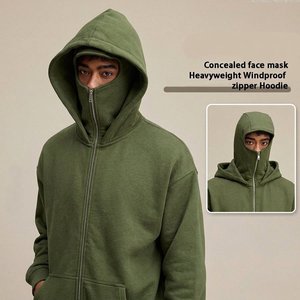 Sweat-shirt à capuche zippé intégral pour homme, style streetwear, double capuche, couleur unie, mode urbaine décontractée, idéal pour l'hiver - Product Image 6