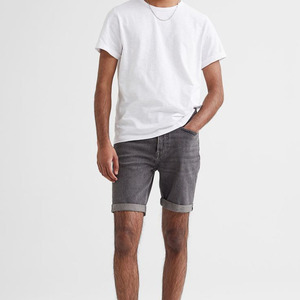 Nouveaux shorts en jean personnalisés pour garçons, shorts décontractés en denim pour hommes, couleur anthracite, denim délavé à l'acide pour hommes - Product Image 3