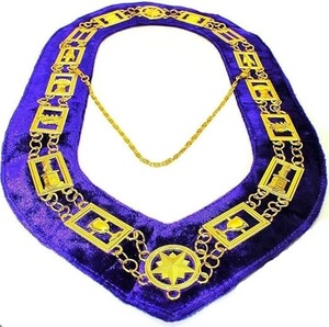 Masonic Regalia OES Order of Star <b>Metal</b> Chain <b>Collar</b> Purple Backing Fabric type Velvat Origin Imported - Product Image 1