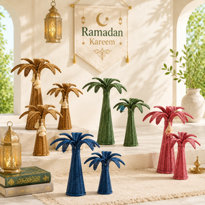 Centre de table en rotin vert écologique fait main, décoration de table pour fête du Ramadan Kareem, vente en gros d'usine - Product Image 6