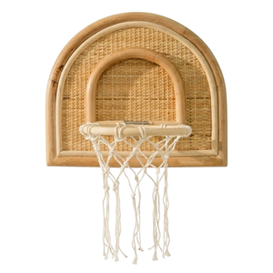 Semicircle Rattan Basketball Backboard Kids <b>Room</b> Wall Hanging Handwoven Wicker Sport Toy for Nursery and Bedroom Accents - Product Image 1