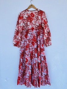 Femmes filles imprimé pur coton Maxi robe indien bloc imprimé décontracté été soirée à la mode en gros longue Midi en vrac - Product Image 3