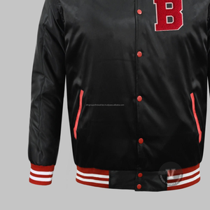 Chaqueta de satén American Gear con botón frontal personalizado letras al por mayor chaqueta universitaria chaqueta de satén Varsity hombres - Product Image 3