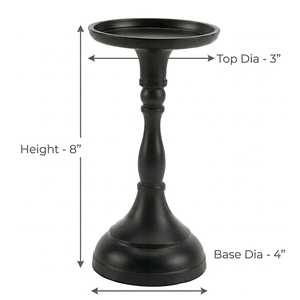 Moradabad Art Metal Ware Handmade Durable Aluminum <b>Black</b> Matte Powder Coated Pillar Shape <b>Candlestick</b> <b>Holder</b> for Home Decoration - Product Image 6