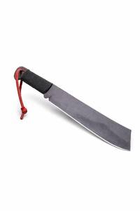 Cuchillo de Comando con Hoja de Acero al Carbono de Filo Recto, Grado Industrial, Grosor de 0.7 mm, Mango Negro, Cordón Rojo - Product Image 5