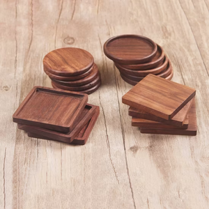 Posavasos de Madera con Diseño de Conchas Marinas, Ecológicos, Hechos a Mano, Estilo Rústico, con Soporte, Opciones de Logotipo Personalizado Grabado - Product Image 4