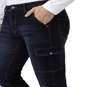Pantalones Cargo de Mezclilla para Hombre, Corte Slim Fit, Lavado Oscuro, con Bolsillos Laterales, Estilo Casual, Tela de Algodón de Peso Medio, Jeans para Otoño - Product Image 6