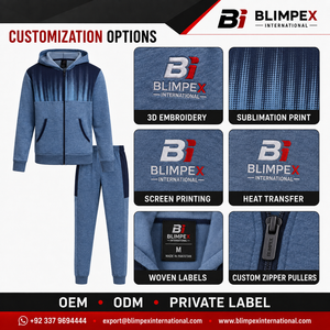 Ensemble de survêtement sport deux pièces pour homme 2026 avec logo personnalisé OEM, en polaire de polyester, comprenant une veste zippée intégrale à imprimé dégradé et un pantalon de jogging - Product Image 2