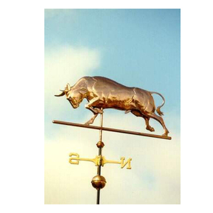 Indicador de Viento Golden Bull, Adorno de Jardín de Metal Pulido, Forma de Animal Tradicional, Resistente a la Intemperie - Product Image 1