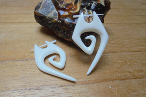 Bone <b>Dangle</b> <b>Earrings</b> – Eco Natural Carved Ethnic Accessories - Product Image 1