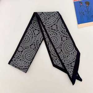 2026 New Arrival Women Geometric Floral Print Skinny Satin Scarf Girl Hair Bandana Neck Scarf Bag Handle <b>Decor</b> for Spring <b>Summer</b> - Product Image 5