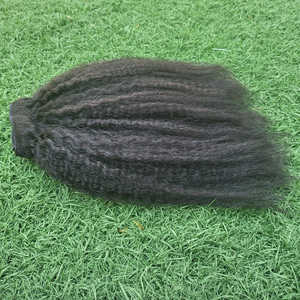 New Arrival 100% Human Virgin Remy Hair Bundles Indonesian Natural Kinky Straight Yaki Texture Double Weft Top Grade Premium - Product Image 4