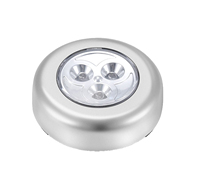3 petites lampes de nuit tactiles à LED, sans fil, alimentées par batterie, éclairage rond pour placard, armoire, avec autocollant