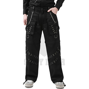 Pantalones Góticos para Mujer, Cintura Alta, Estilo Punk, Cargo, Moda Urbana Alternativa, Color Negro - Product Image 4