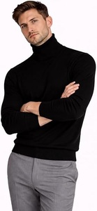 Pull à col roulé en tricot noir uni pour homme, manches longues, vêtements d'hiver - Product Image 5