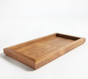 Bandeja rectangular clásica de madera de mango para servir en la cocina, para servir bocadillos y bebidas, duradera, ecológica, elegante y decorativa. - Product Image 3