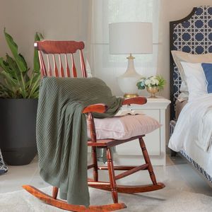 Solid Wood Patio Rocking Chair for Indoor Outdoor Use Elegant Wooden Frame Porch Rocker for Garden Backyard Garden Chairs Line - Product Image 4