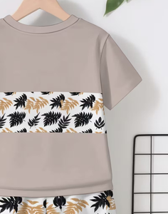 Boys Tropical Print Jersey Sweatshirt and Shorts Set Casual Summer Outfit with Custom Logo - Product Image 6