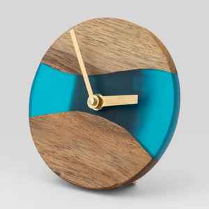 Reloj de Pared Clásico de Resina Azul con Diseño de Río, de Madera de Nogal Redondo, Silencioso, Colgante, con Borde Natural, para Decoración Rústica de Oficina - Product Image 5