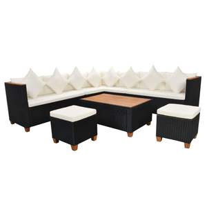 Juego de 7 Muebles de Patio de Ratán Sintético Negro, Elegantes Conjuntos de Jardín - Product Image 3