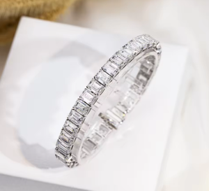 Pulsera de Tenis de Lujo de Platino con Corte Esmeralda de 16 Quilates y 20 cm, de Alta Calidad, para Fiestas Infantiles y Bodas, Joyería Fina de Moda - Product Image 2