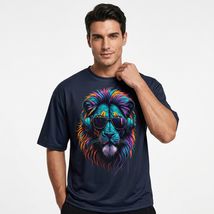 T-shirt à manches courtes pour homme, imprimé coloré, coupe classique, col rond, style décontracté, motif imprimé numérique, logo sur le devant - Product Image 2