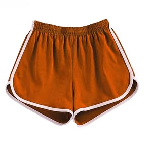 Shorts de sport rouges taille haute pour femmes, en polyester tricoté respirant, coupe régulière, couleur unie, style sportif, OEM en gros - Product Image 5