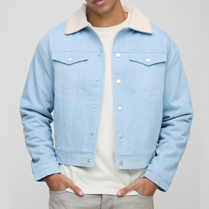 Quality Casual Embroidered Windproof Oversized Drop Shoulder Denim <b>Jeans</b> <b>Jacket</b> for Men Distressed <b>Black</b> 100% Cotton Winter - Product Image 1