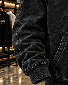 Sweat à capuche zippé noir délavé à l'acide, coupe oversize, style streetwear, effet vintage, qualité supérieure, vente en gros pour hommes - Product Image 4