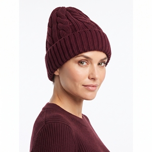 Bonnet en tricot épais bordeaux unisexe en laine et acrylique, chaud et doux, idéal pour le ski et les activités de plein air – Vente en gros - Product Image 4