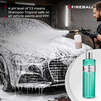 Shampooing automobile Fireball Tropical 500ml, haute mousse, pH neutre (vert émeraude) pour voitures, motos, SUV, parfum doux/frais, respectueux de la peinture