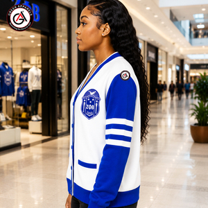 เสื้อคาร์ดิแกนอะคริลิกปักลายถักสำหรับผู้หญิง Zeta Phi Beta Finer |   ZOB Sorority ชุดปักลายสำหรับสุภาพสตรีแบบวินเทจป้องกันรอยยับ - Product Image 3