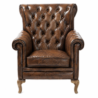 Fauteuil à dossier haut de style vintage avec revêtement en tissu et pieds en bois durables, fauteuil d'appoint confortable pour le salon