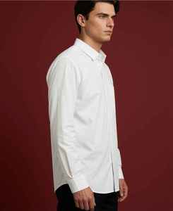 100% Cotton <b>Men's</b> Slim Fit Poplin Dress <b>Shirt</b> <b>Long</b> <b>Sleeve</b> Button Collar Business Casual <b>White</b> <b>Shirt</b> 140g ODM Spring Custom - Product Image 2