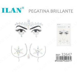 Adesivi viso glitterati ILAN, design brillante rimovibile per decorazioni facciali 32647 - Product Image 1