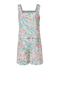 Ensemble en coton floral de qualité supérieure pour femme, imprimé pastel, tenue d'été élégante avec haut et bas assortis, disponible à la vente - Product Image 4
