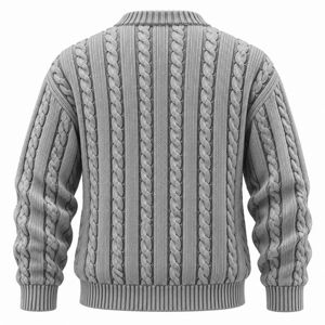 Suéter de Punto Trenzado con Logotipo Personalizado para Hombre, Cuello Redondo y Mangas Largas, Fabricante de Ropa de Marca Privada al por Mayor, OEM - Product Image 2