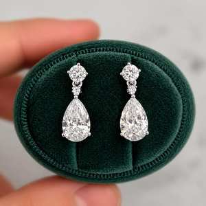 Sparkly 3CT Pear And Round Shaped Moissanite Dangle <b>Earrings</b> 925 Sterling <b>Silver</b> Fine Jewelry Promise Gift For Bride - Product Image 6