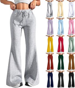 Pantalon de yoga évasé taille basse personnalisé pour femme, avec poches, élastique, respirant, imperméable, coupe-vent, séchage rapide - Product Image 5