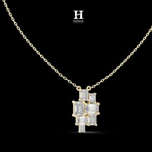 Luxury Multi-Stone Baguette Pendant Necklace 925 Sterling <b>Silver</b> Cluster Statement Pendant for Women Elegant Wedding Jewelry - Product Image 4