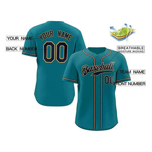 Camiseta de Béisbol Personalizada Color Verde Azulado, Manga Corta, Cierre de Botones, Logotipo Bordado, Unisex, Adulto, Transpirable, Ropa Deportiva de Poliéster - Product Image 6