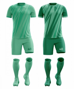 Conjunto de Camiseta de Fútbol Unisex Personalizada, Manga Corta, Color Negro y Verde Azulado, Bloques de Color, Absorbe la Humedad, Antibacteriana, Protección UV, Ajuste Atlético - Product Image 5