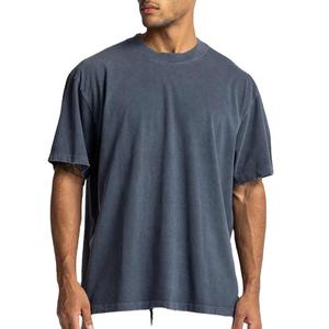 Camiseta de gran tamaño con hombros caídos de alta calidad para hombre, Camiseta 100% de algodón, diseño de logotipo personalizado, camisetas lavadas en blanco - Product Image 1