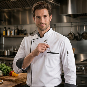 Chaqueta de Chef Profesional Repelente al Agua Personalizada, Uniforme de Cocina Ejecutivo con Paneles de Malla Transpirable - Product Image 3