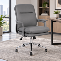 Chaise de bureau exécutive ergonomique moderne en cuir PU, avec rembourrage profond, base chromée, hauteur réglable, roulettes pivotantes, pour usage scolaire