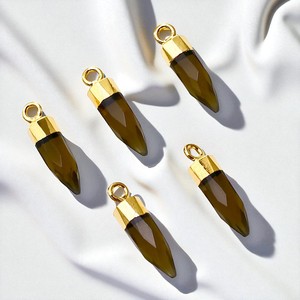 Colgante de Joyería con Conector de Cuarzo Ahumado en Forma de Bala, 13x5MM, Gema con Engaste Simple - Product Image 1