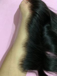 Perruque frontale 13x4 HD Lace de 24 pouces, cheveux humains bruts indiens du sud, bouclés lâches, noir naturel, simple trame - Product Image 2